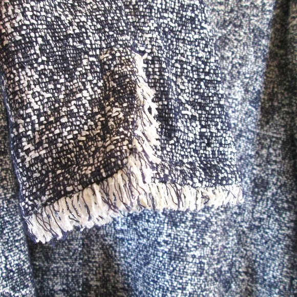 Talbots Womens Navy Blue and White Tweed Blazer with Fringe Size 12 Pre-… - Picture 3 of 6